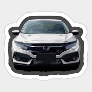 Sleek White Honda Civic Vector T-Shirt Desig Sticker